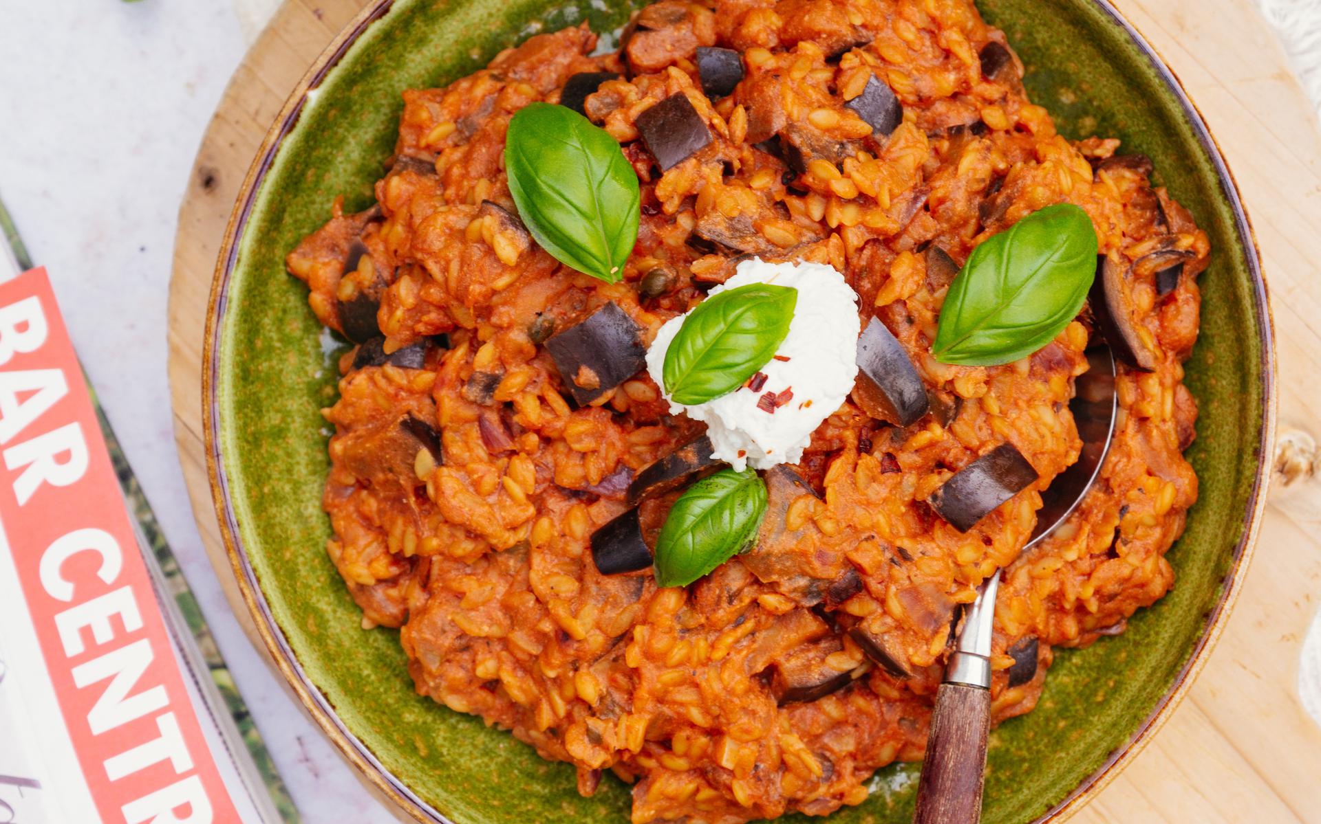 Makkelijk Eenpansgerecht Romige Orzo Met Aubergine Wat Eten We