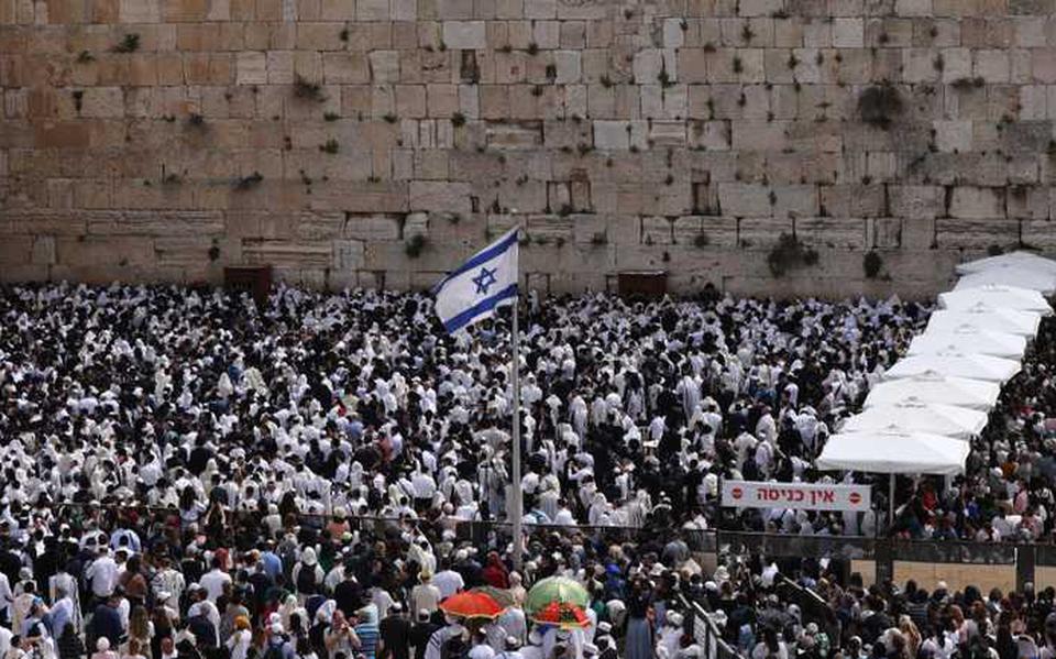 Beeld van Pesach-viering in Jerusalem.