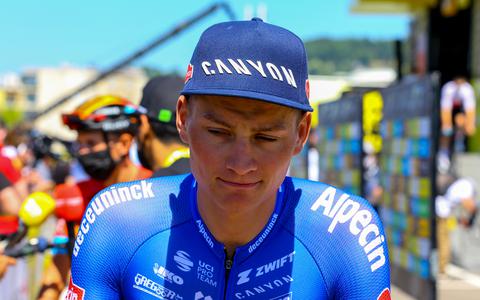 Mathieu van der Poel, hier kort voor de zevende etappe van de Tour de France.