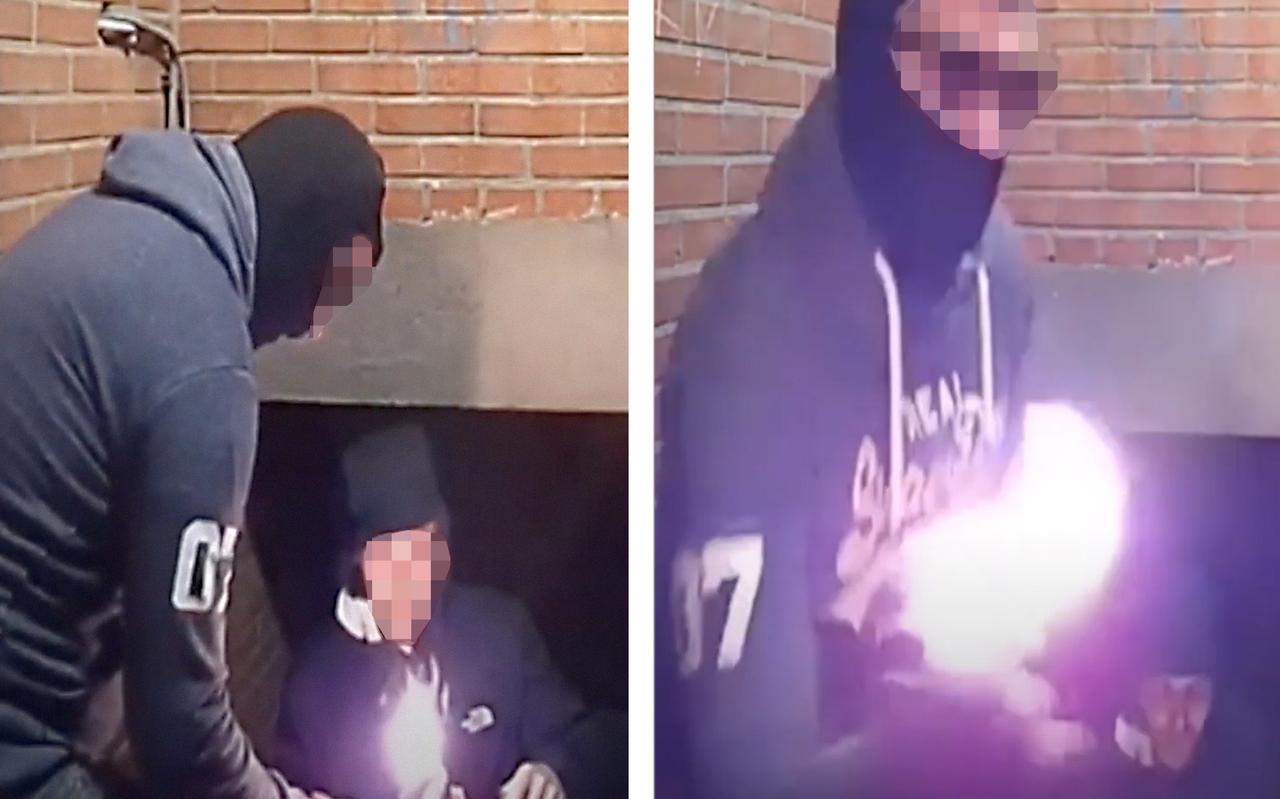 De verdachten plaatsen de brandbommen. De verdachten plaatsen de brandbommen.