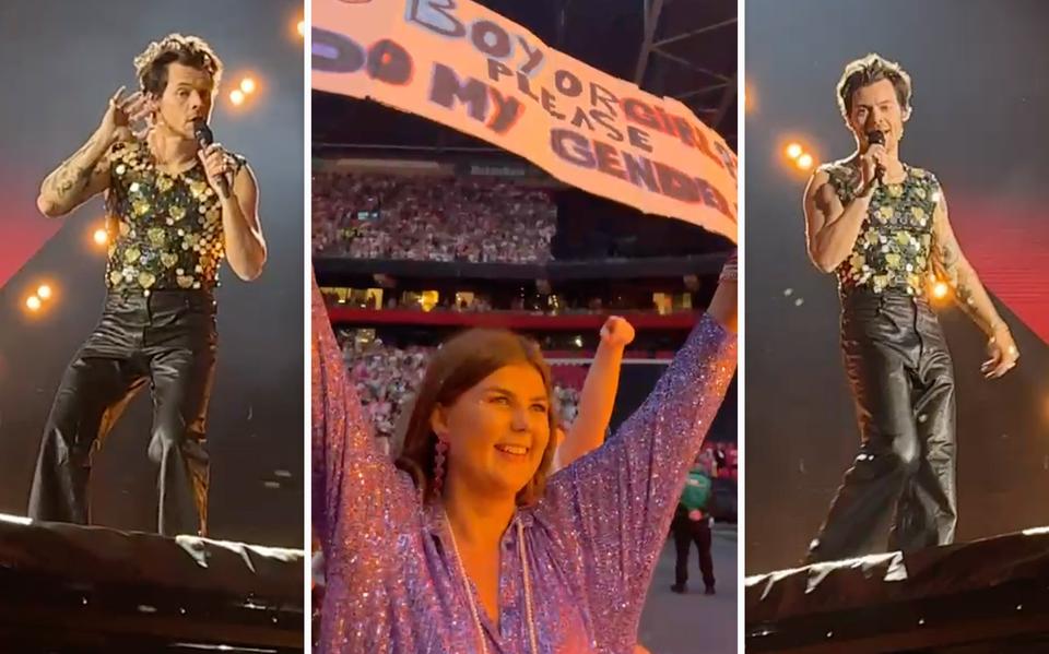 Romy Hollen (26) uit Sleen moet zichzelf nog steeds even in de arm knijpen. Tijdens zijn concert maandagavond in de Johan Cruijf ArenA in Amsterdam maakte zanger Harry Styles het geslacht van haar baby bekend.