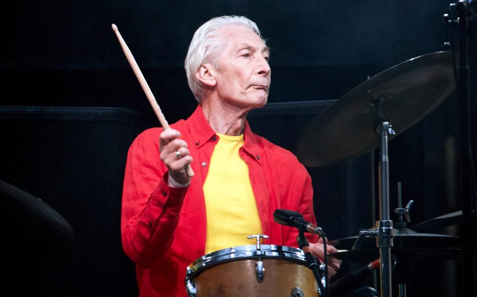 Charlie Watts tijdens een concert in Berlijn in juni 2018.