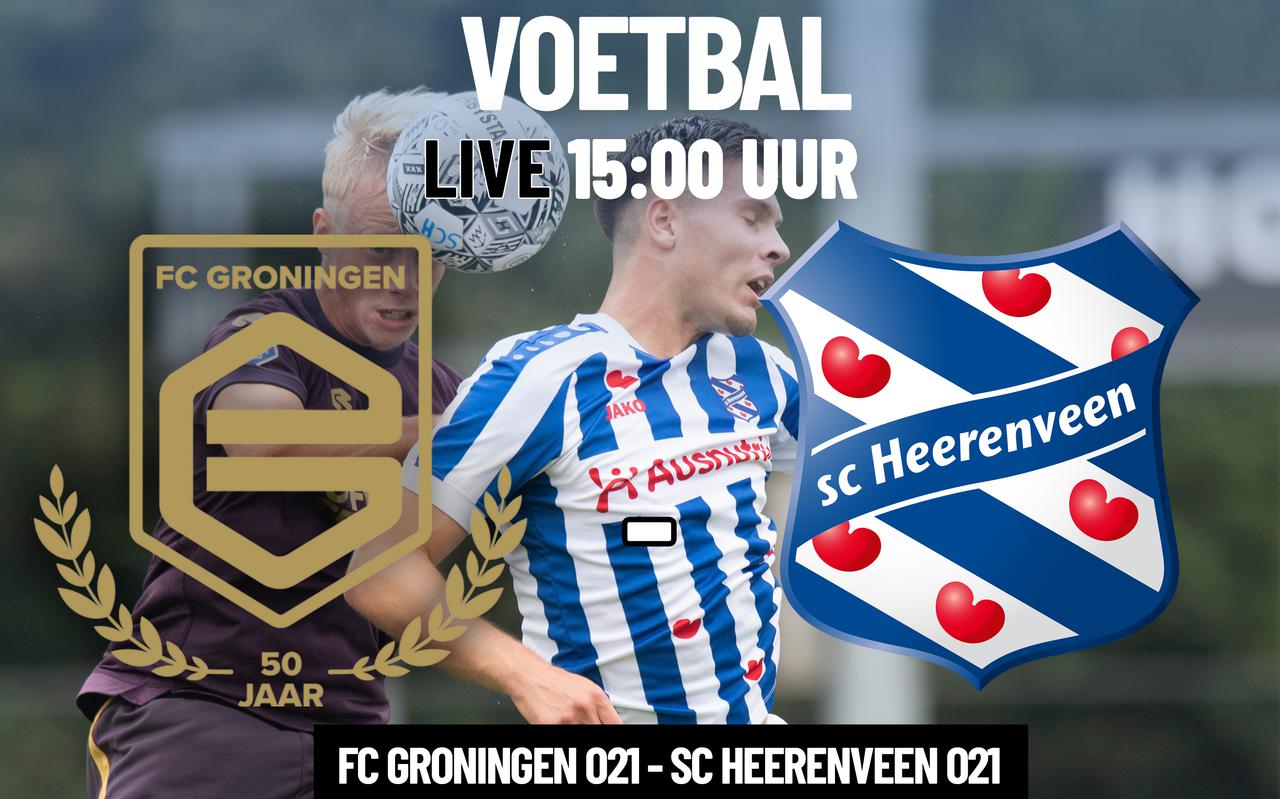 De inhaalwedstrijd van FC Groningen onder-21 tegen SC Heerenveen wordt dinsdag om 15.00 uur gespeeld op Sportpark Corpus den Hoorn in Groningen. DVHN.nl en LC.nl zenden de wedstrijd live uit.
