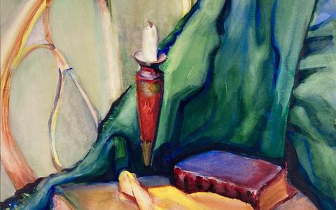 Alida Pott: Stilleven met kaars (1921) aquarel (62x47cm)