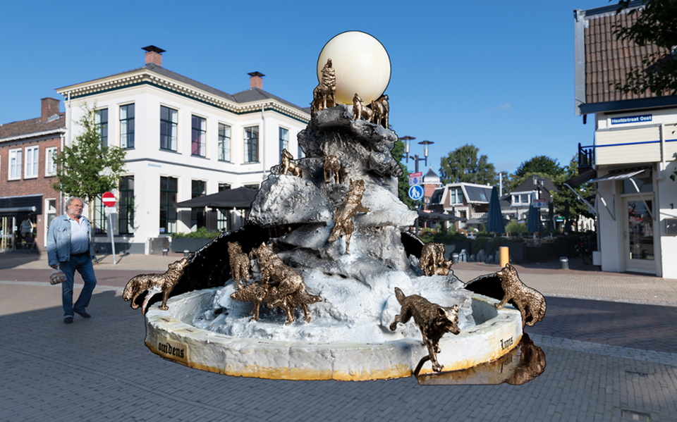 Impressie van de fontein, met links O.C. Hooymeijer. Eigen foto