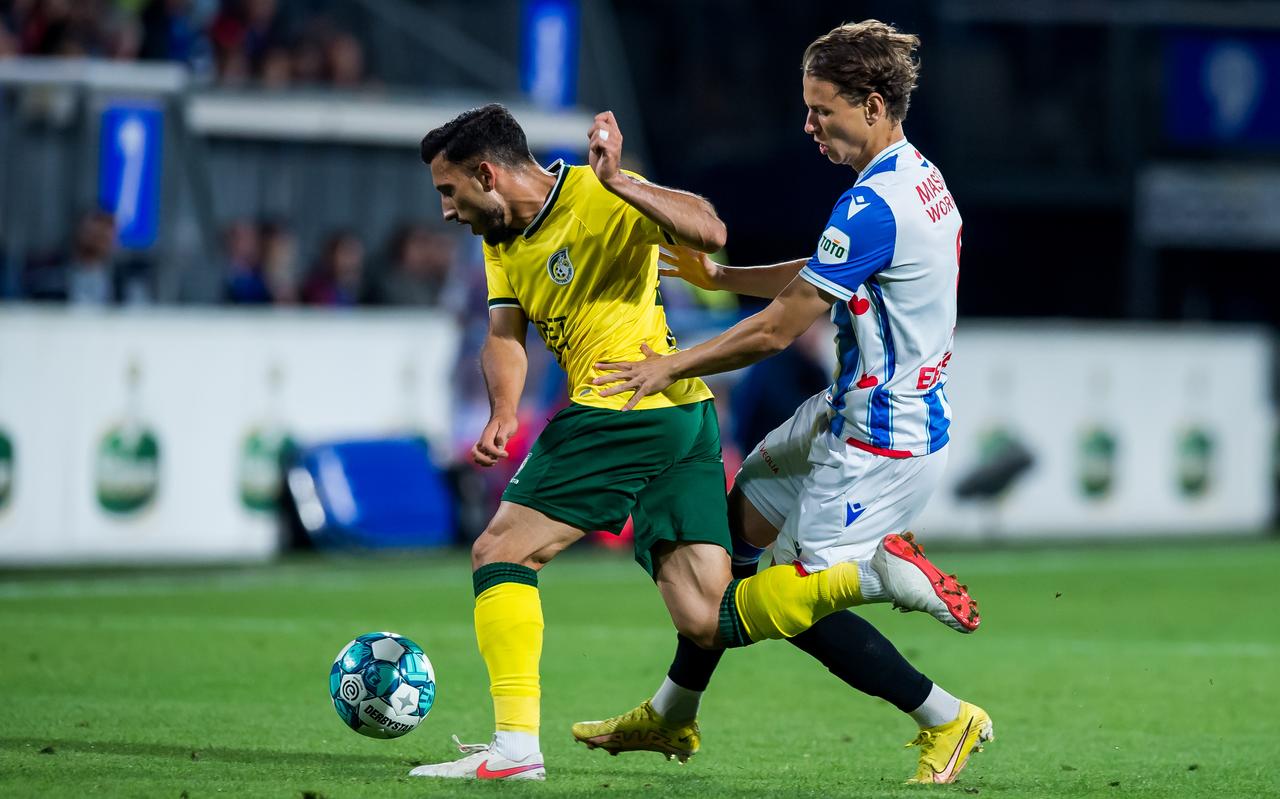 Alex Timossi tijdens het duel van SC Heerenveen met Fortuna Sittard. Alex Timossi tijdens het duel van SC Heerenveen met Fortuna Sittard.