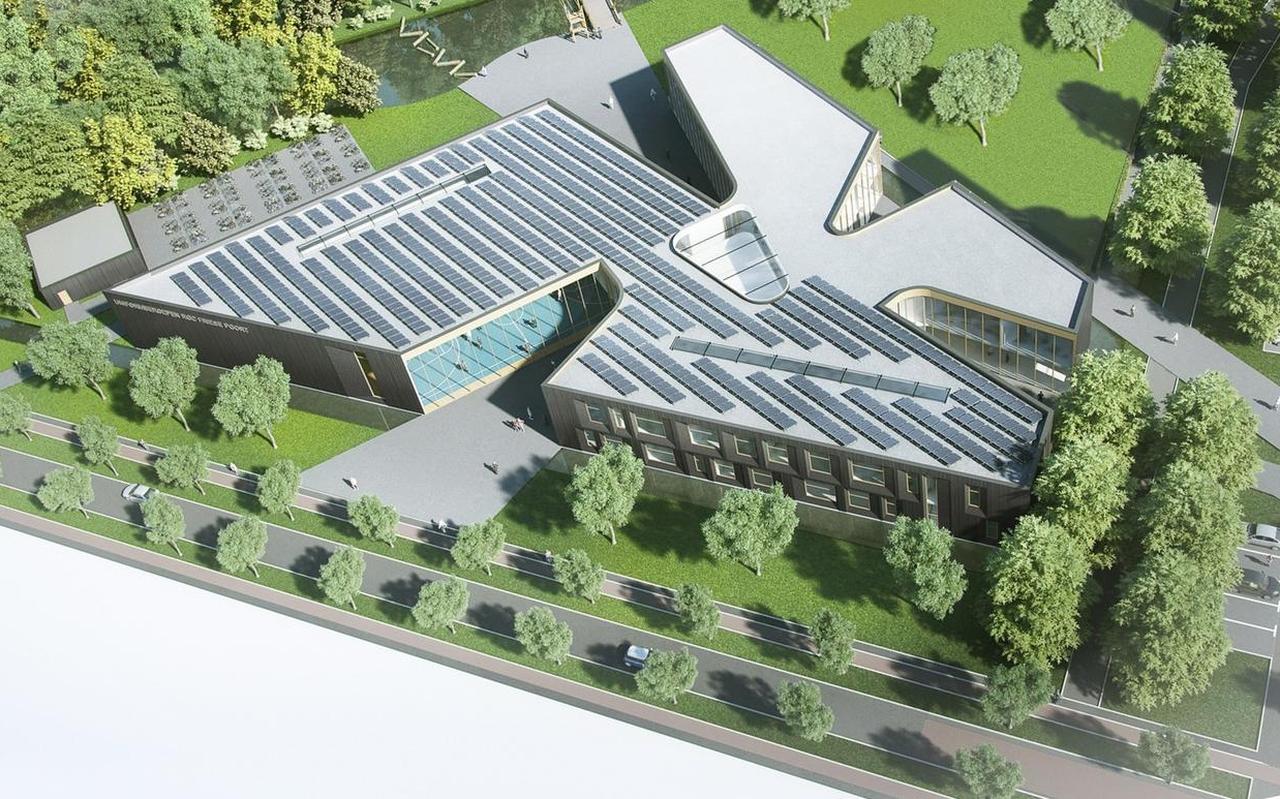 Een ontwerp van de nieuwbouw voor de Friese Poort-opleiding uniformberoepen. Voor het gebouw wordt 70 procent hergebruikt.
Een ontwerp van de nieuwbouw voor de Friese Poort-opleiding uniformberoepen. Voor het gebouw wordt 70 procent hergebruikt.
