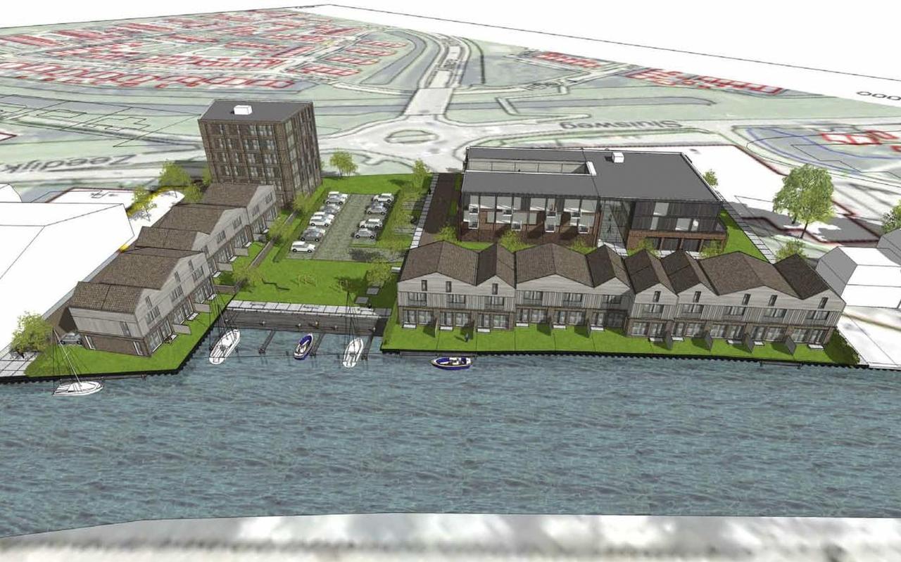 Een artist impression van de Polle in Lemmer. illustratie Ter Steege Gebiedsontwikkeling Een artist impression van de Polle in Lemmer. illustratie Ter Steege Gebiedsontwikkeling