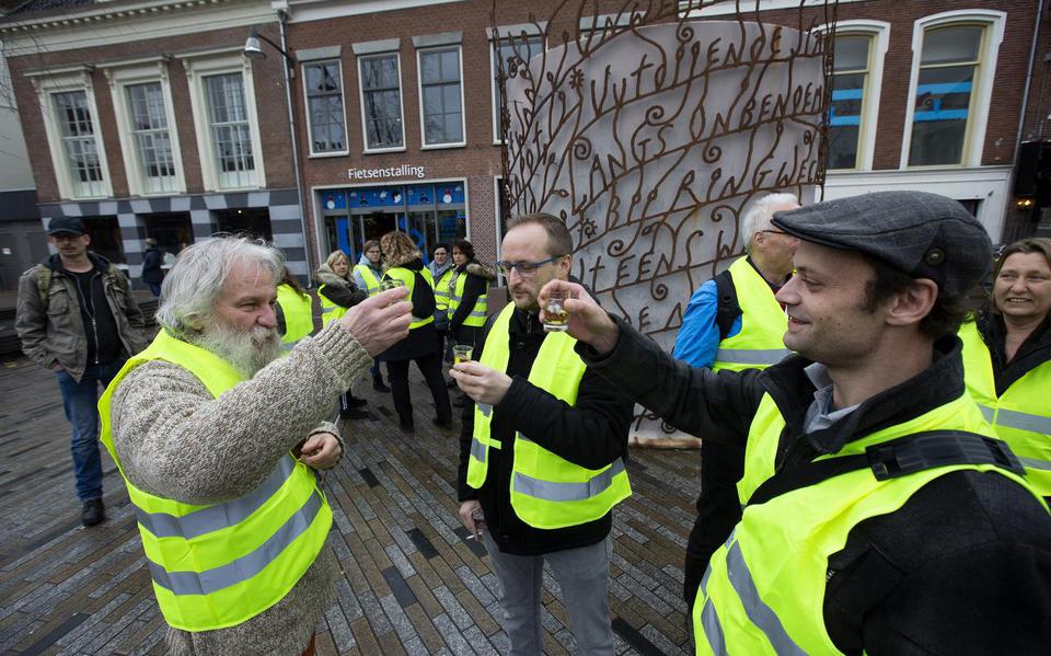 Protest in Leeuwarden,vorige week. FOTO HOGE NOORDEN/JAAP SCHAAF