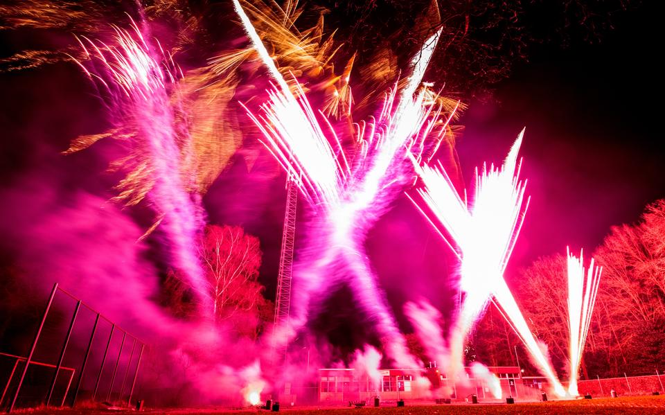 Een vuurwerkshow in Beetsterzwaag, afgelopen december. 