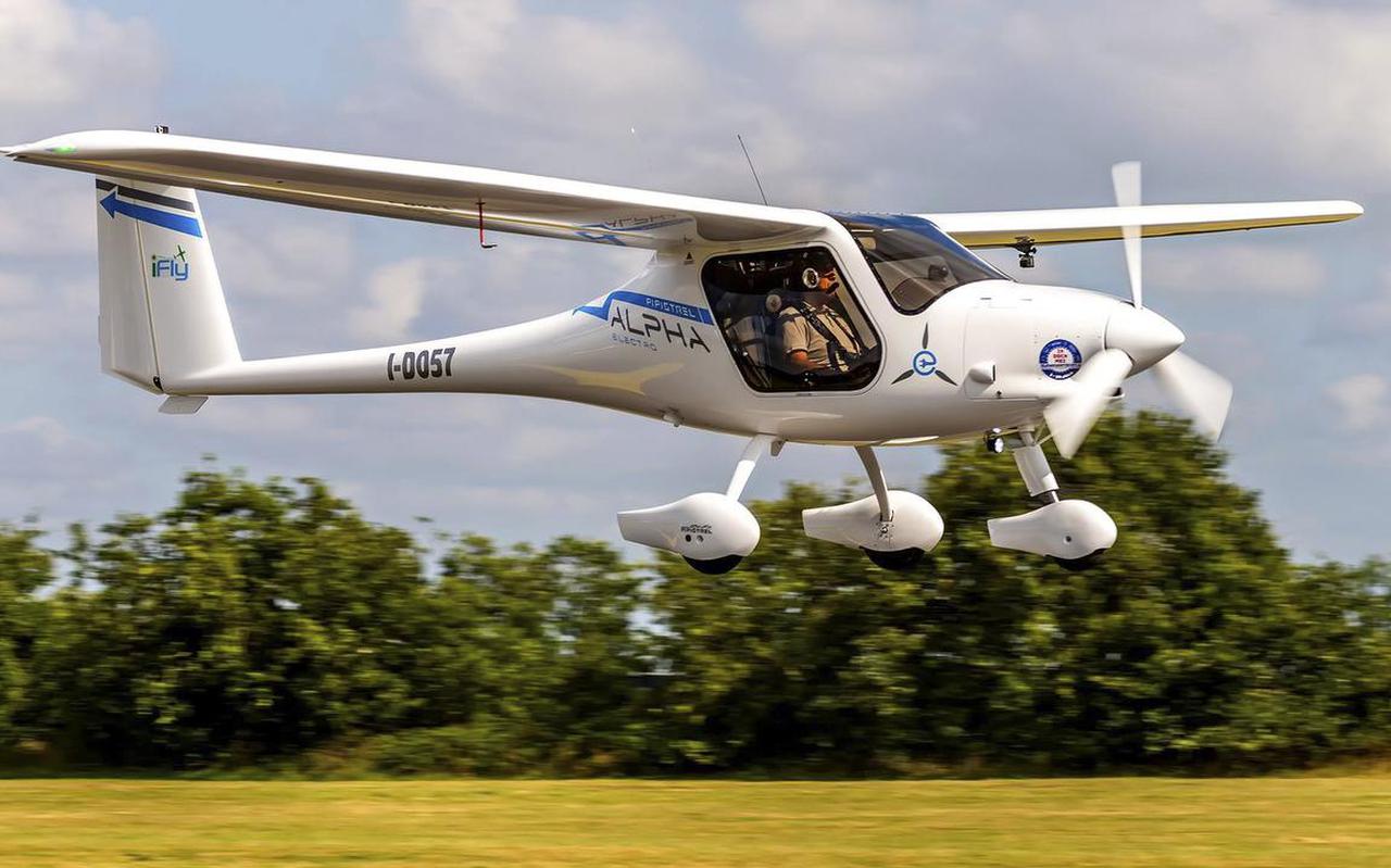 De Pipistrel Alpha Electro, het enige elektrisch aangedreven vliegtuig in Nederland.