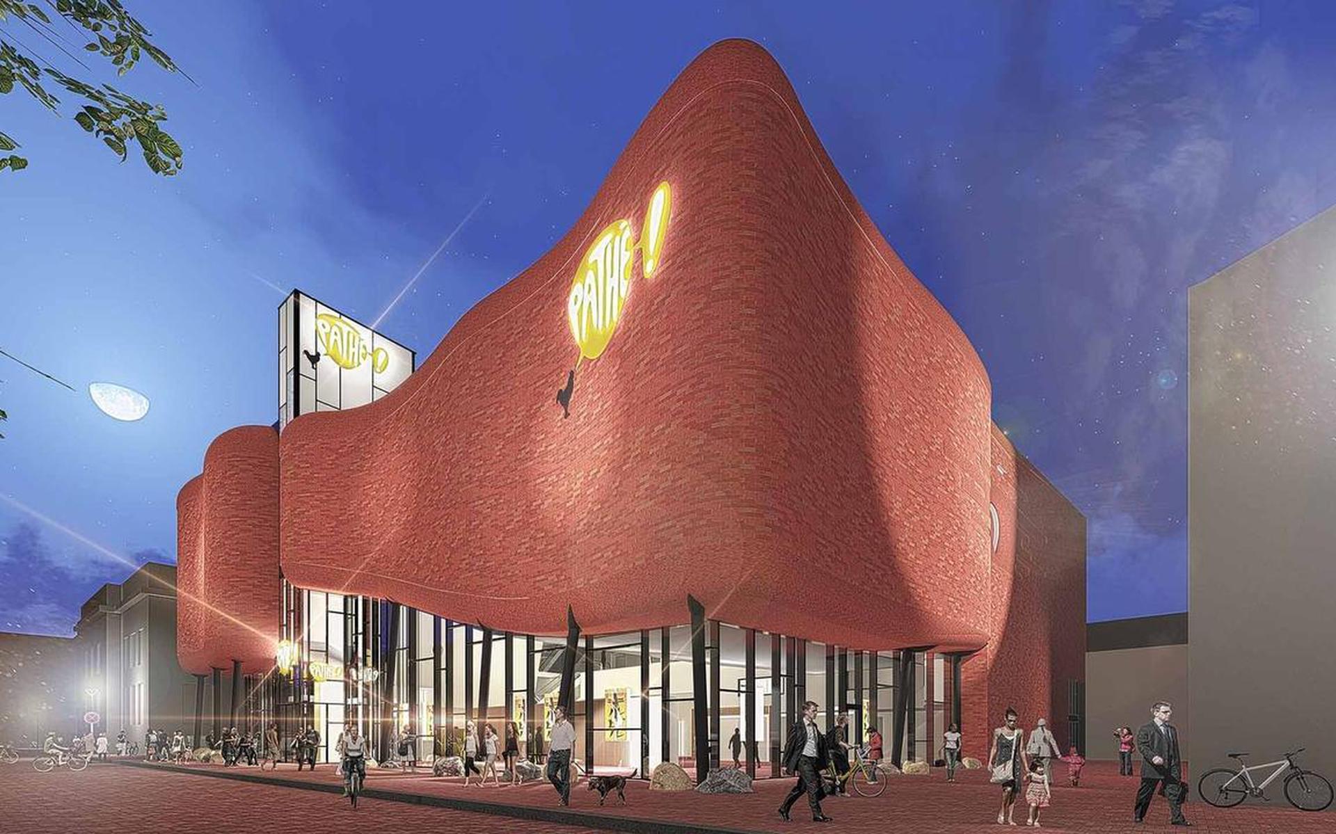 Het oorspronkelijke ontwerp van de nieuwe Leeuwarder bioscoop aan het Ruiterskwartier.