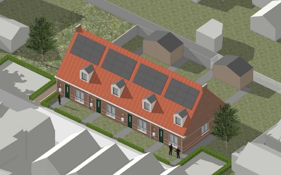 Het ontwerp voor de nieuwe sociale huurwoningen in Lekkum.