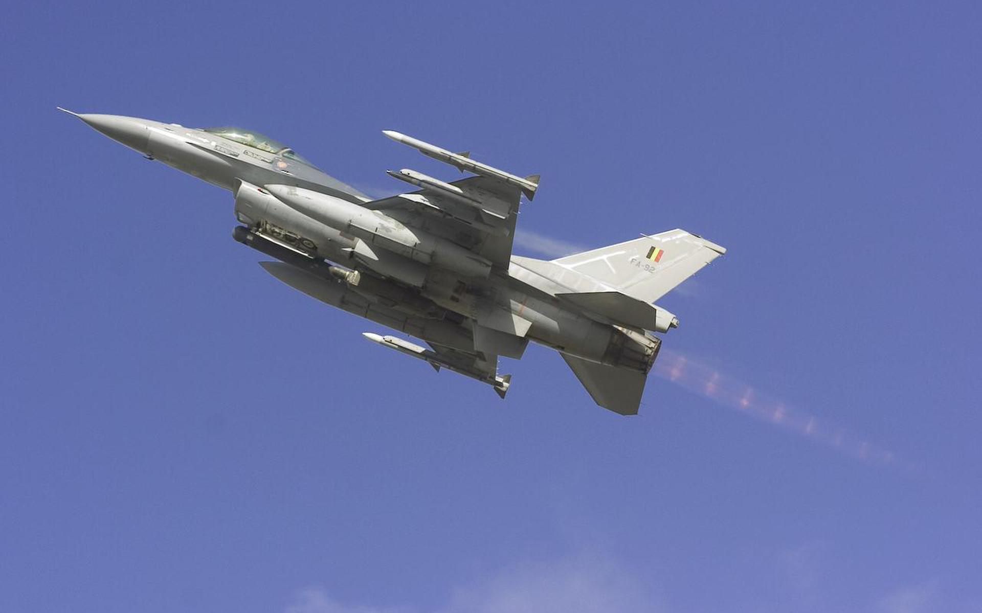 Een Belgische F-16. FOTO ARCHIEF
