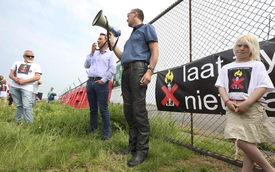 Protest tegen de gaswinning in Oppenhuizen in 2017.