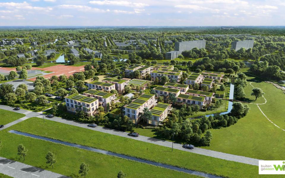 Impressie van de tijdelijke woonwijk op de plek van de voormalige manege in Sneek.
