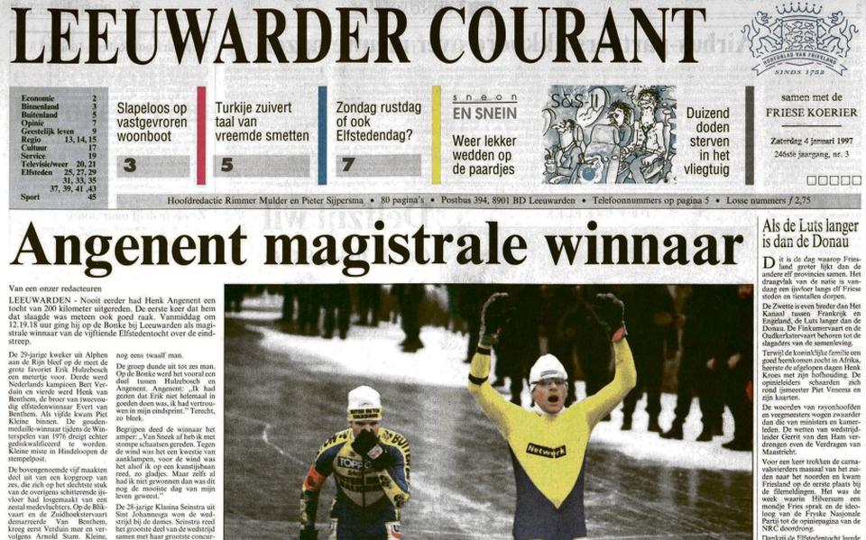 De voorpagina van de Leeuwarder Courant op 4 januari 1997. 
