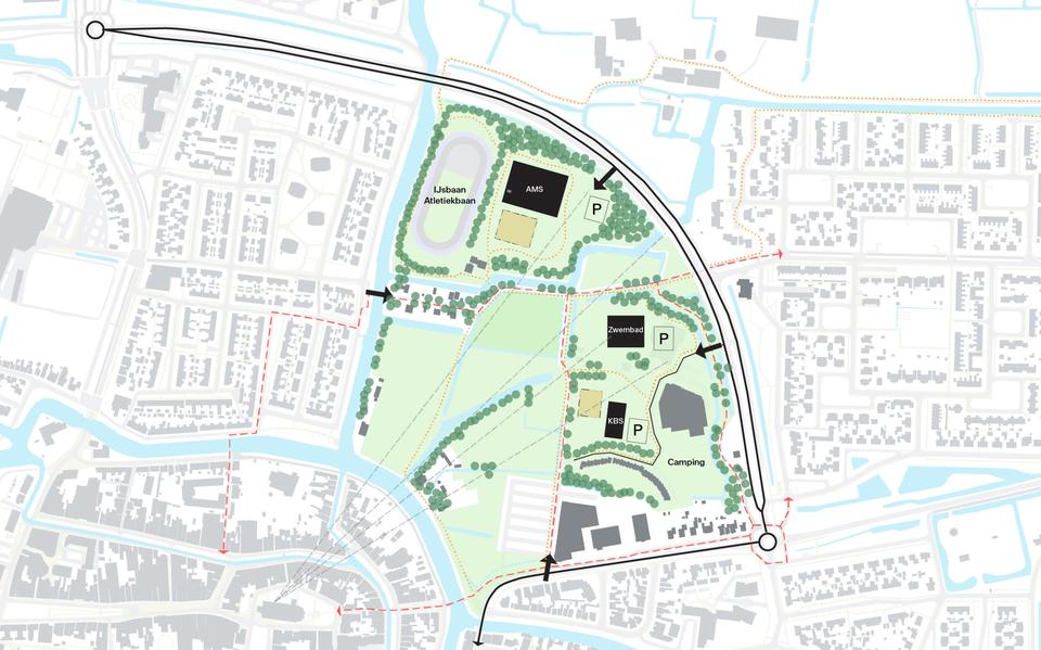 Het voorkeursmodel van het college voor herinrichting van Bloemketerp in Franeker. 