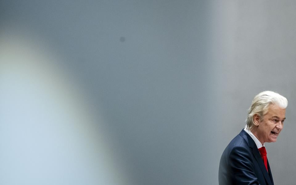 PVV-leider Geert Wilders in de Kamer na de kabinetsval.  VVD'er Marco Molhoek: "Hij krijgt weer eens alle ruimte."