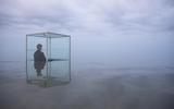 De voorstelling 'WE HAVE NEVER BEEN MODERN' op Oerol 2018 nodigde bezoekers uit zich te bezinnen op het langzaam stijgende water.  FOTO ANKE TEUNISSEN/HOLLANDSE HOOGTE
