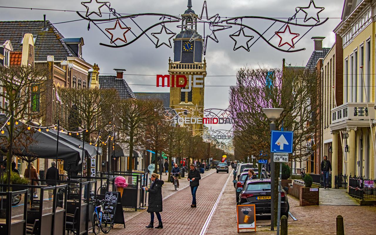 Archieffoto van het centrum van Joure, de hoofdplaats van de gemeente De Fryske Marren.
