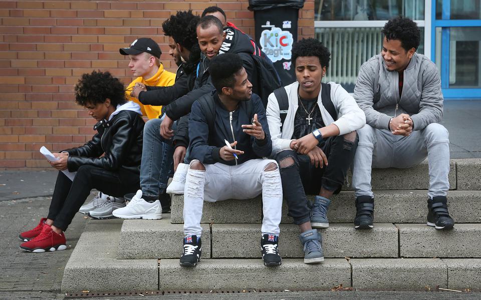 Eritrese jongeren bij het Friesland College.