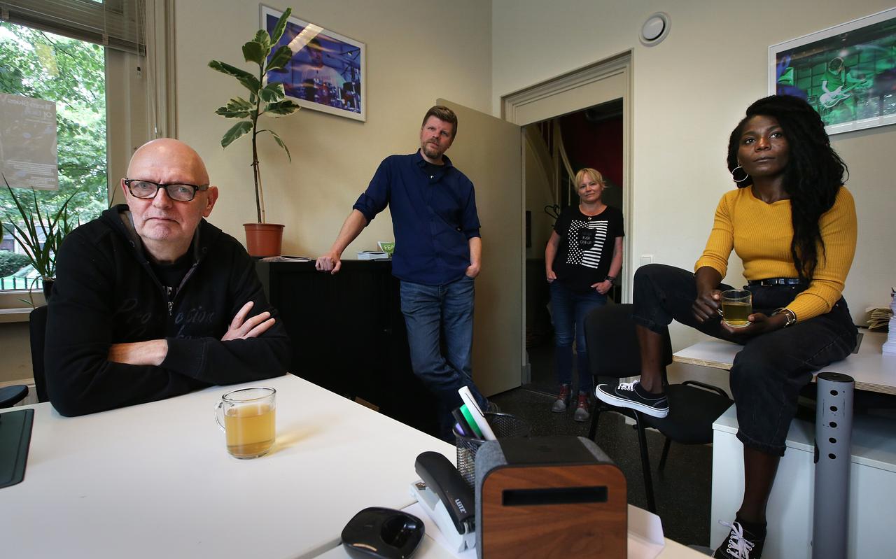 Het team van Friesland Pop: Sjouke Nauta, Titus van ‘t Veer, Desiré Hindriks en Evelyn Andoh. Het team van Friesland Pop: Sjouke Nauta, Titus van ‘t Veer, Desiré Hindriks en Evelyn Andoh.