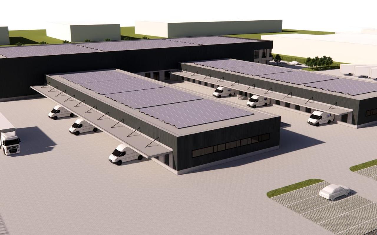 Schets van het depot in Drachten. BEELD GLS Schets van het depot in Drachten. BEELD GLS