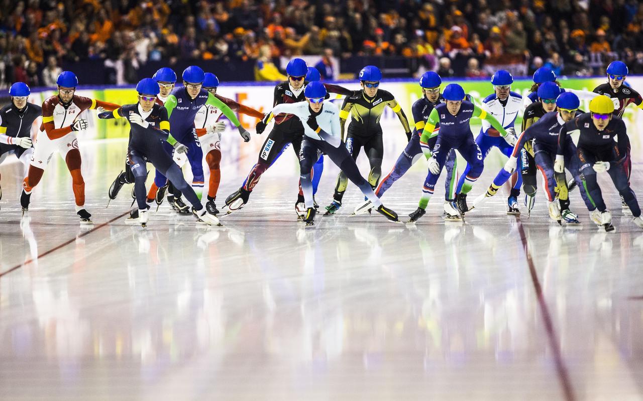Een schaatswedstrijd in Thialf, een paar jaar geleden. Een schaatswedstrijd in Thialf, een paar jaar geleden.
