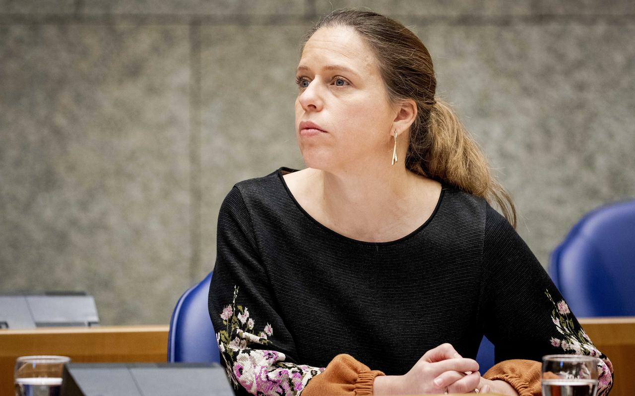 Minister Carola Schouten (Landbouw, Natuur en Voedselkwaliteit) tijdens een debat in de Tweede Kamer over haar stikstofwet.