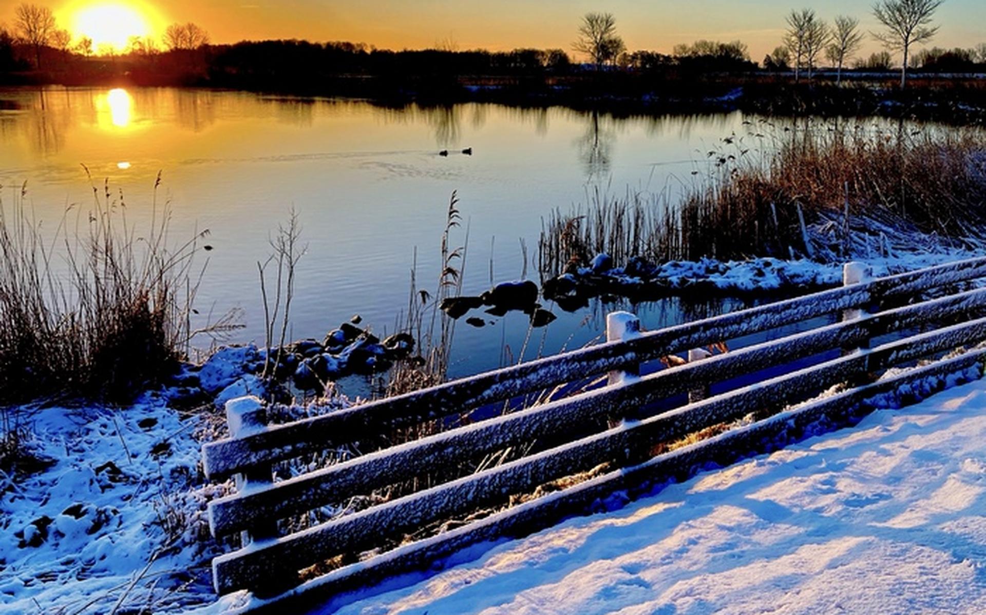 Winterse omstandigheden in Leeuwarder recreatiegebied de Groene Ster.