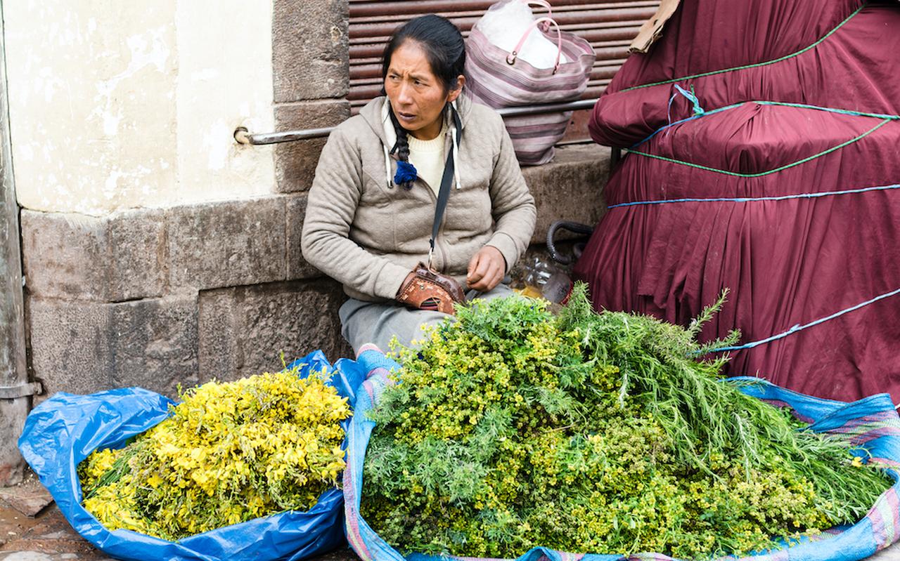 Peruaanse groenteverkoopster Peruaanse groenteverkoopster