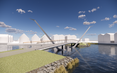 Impressie van de nieuwe brug van architectenbureau IPV Delft 