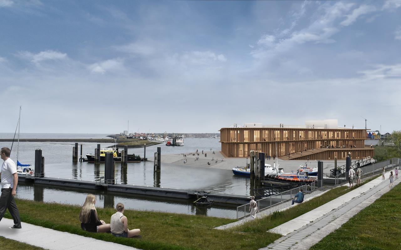 Artistieke impressie van het te bouwen Werelderfgoedcentrum in Lauwersoog