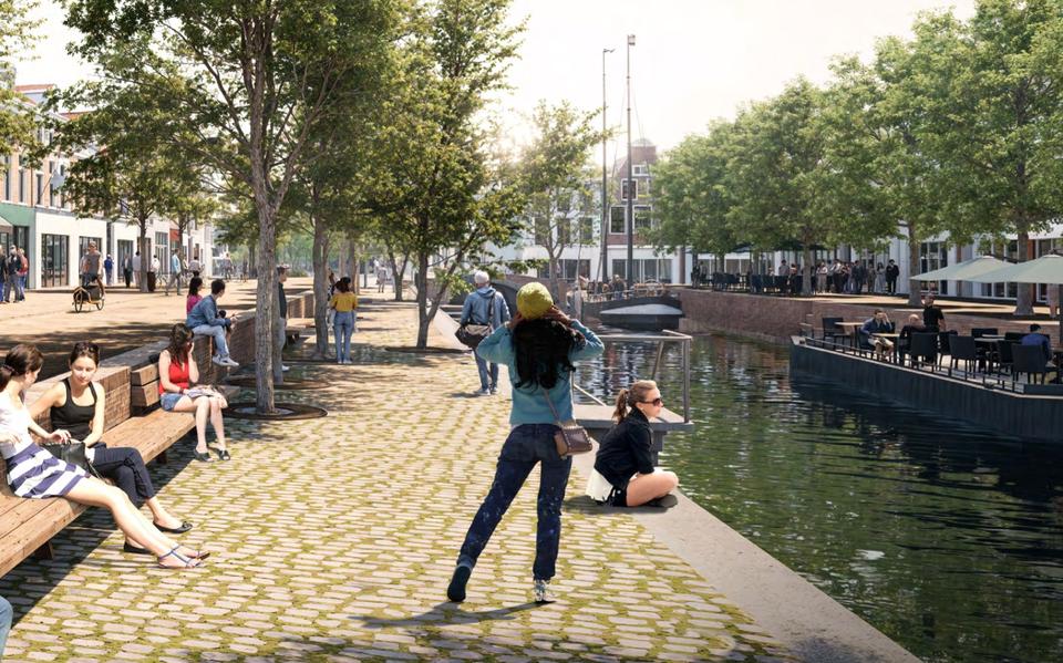Schets van de Nieuwstad in Leeuwarden na de herinrichting.