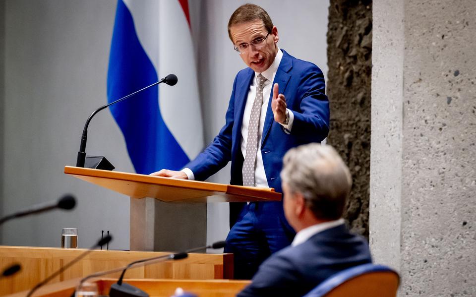 Kamerlid Olger van Dijk van NSC tijdens een eerder debat in de Tweede Kamer.