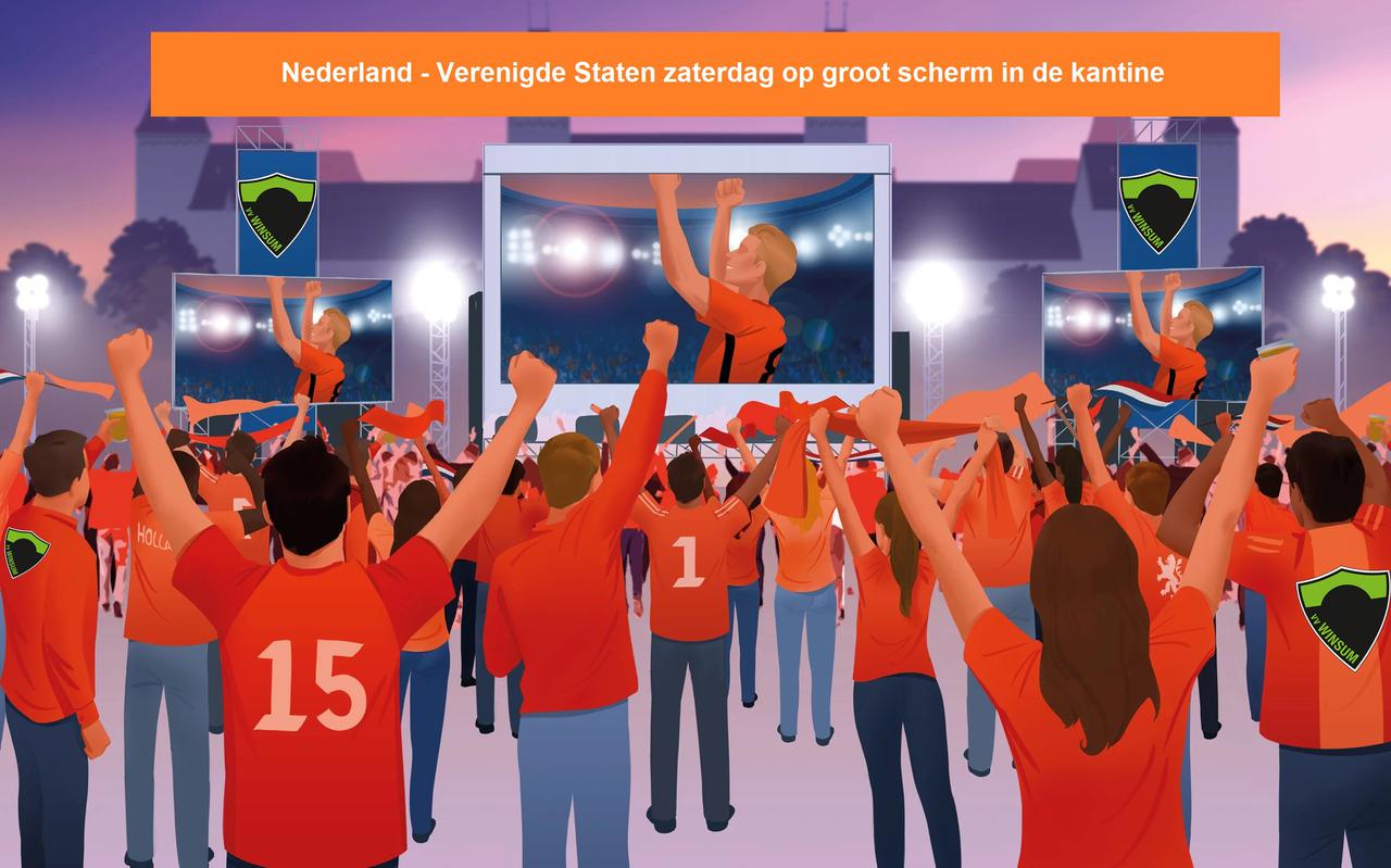 VV Winsum ontvangt het Leeuwarder Blauw Wit eerder om daarna met zijn allen op groot scherm de wedstrijd van Oranje te kunnen zien.
