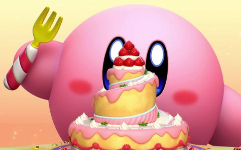 Kirby propt zich in Dream Buffet ongegeneerd vol met allerlei lekkernijen.