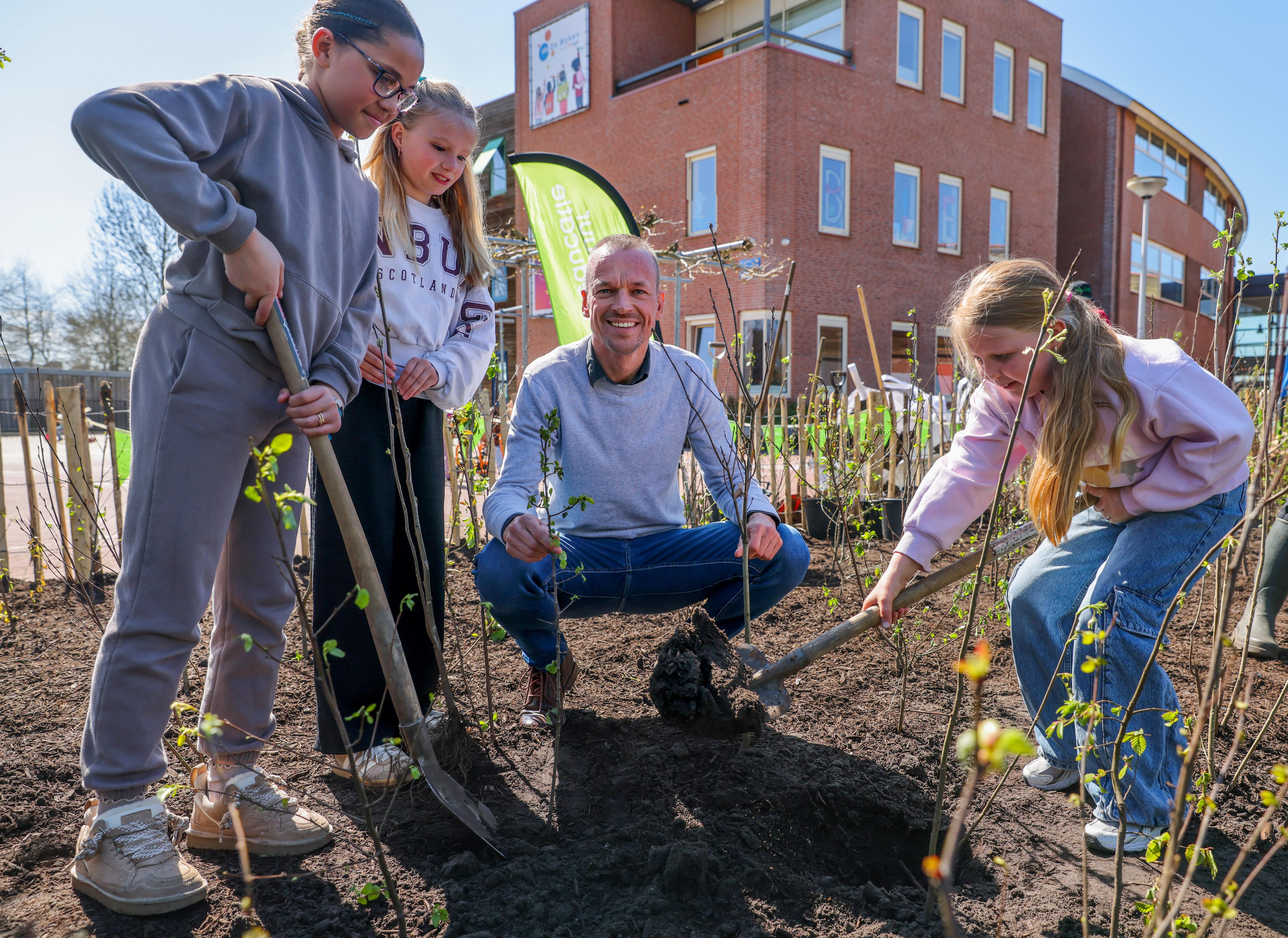 Kinderen planten hun eigen minibos in Sneek: „Dit bos is nou onderdeel van mij.”