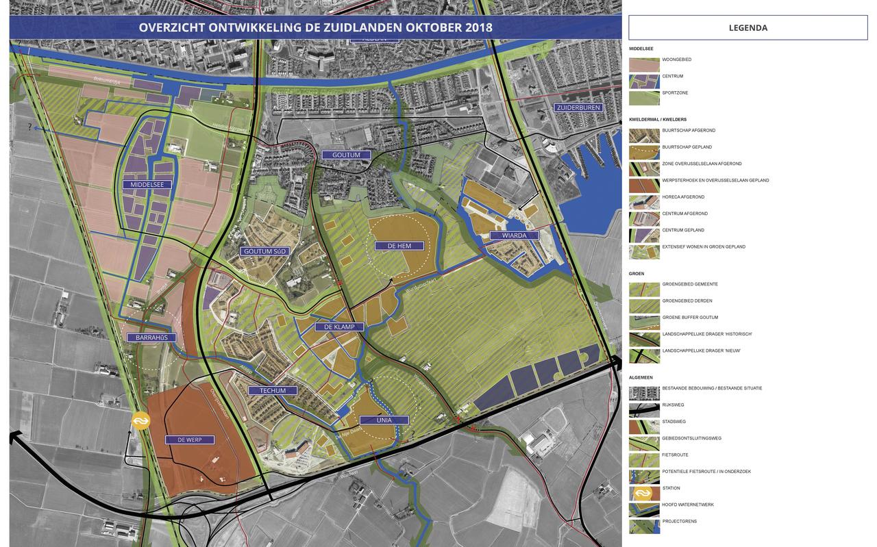 Kaart van stadsdeel De Zuidlanden onder Leeuwarden. BRON GEMEENTE LEEUWARDEN Kaart van stadsdeel De Zuidlanden onder Leeuwarden. BRON GEMEENTE LEEUWARDEN