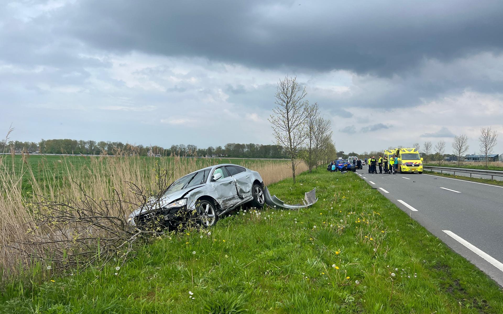 Het ongeval op Harlingerstraatweg richting Marsum.