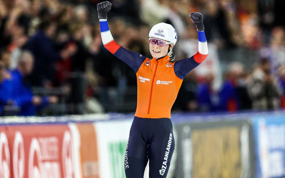 De laatste 100 meter vierde Marijke Groenewoud haar wereldtitel al met het publiek.