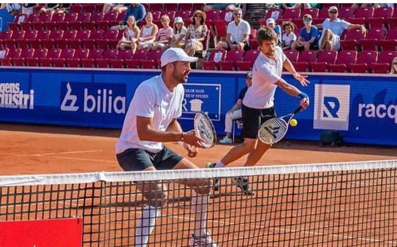 Sander Arends (rechts) en David Pel in actie in Bastad. Sander Arends (rechts) en David Pel in actie in Bastad.