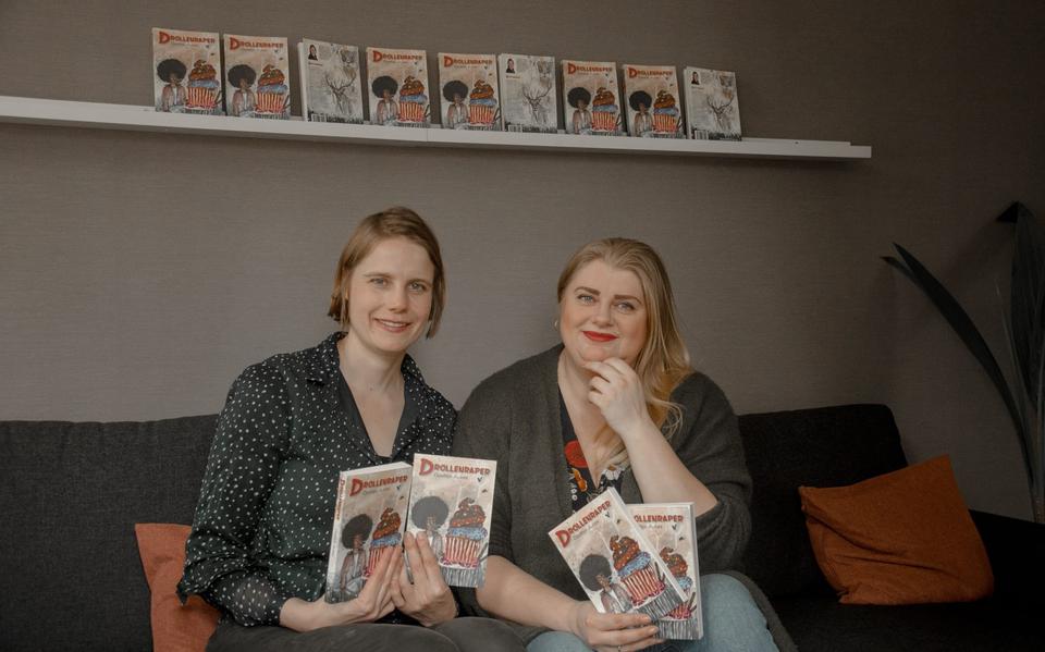 Doutsje Aukes (links) en Daniëlla Bakker publiceerden eind februari het kinderboek Drollenraper. Foto: Daniëlla Bakker