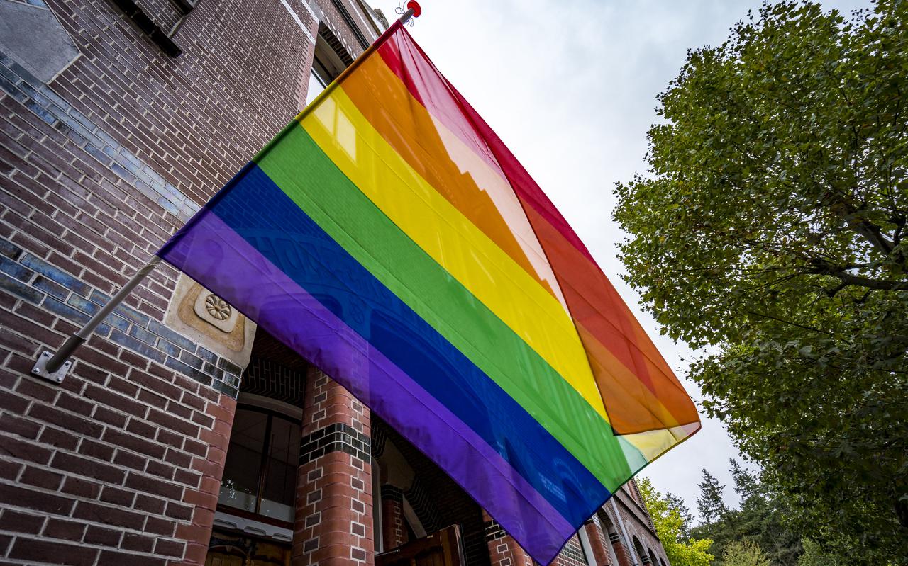 De regenboogvlag op de National Coming Out Day.