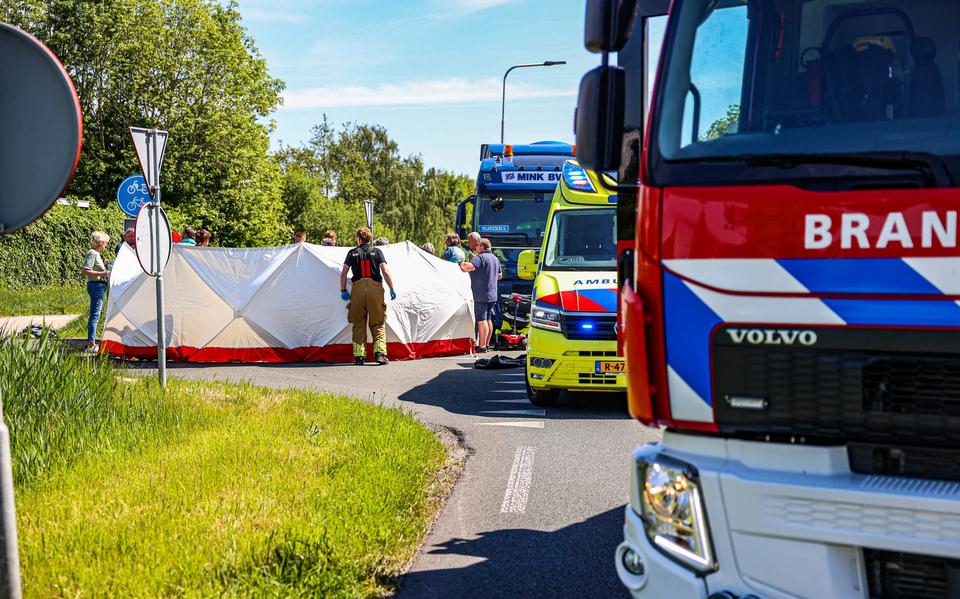 Een bestuurder van een scootmobiel is overleden door een botsing met een vrachtwagen.