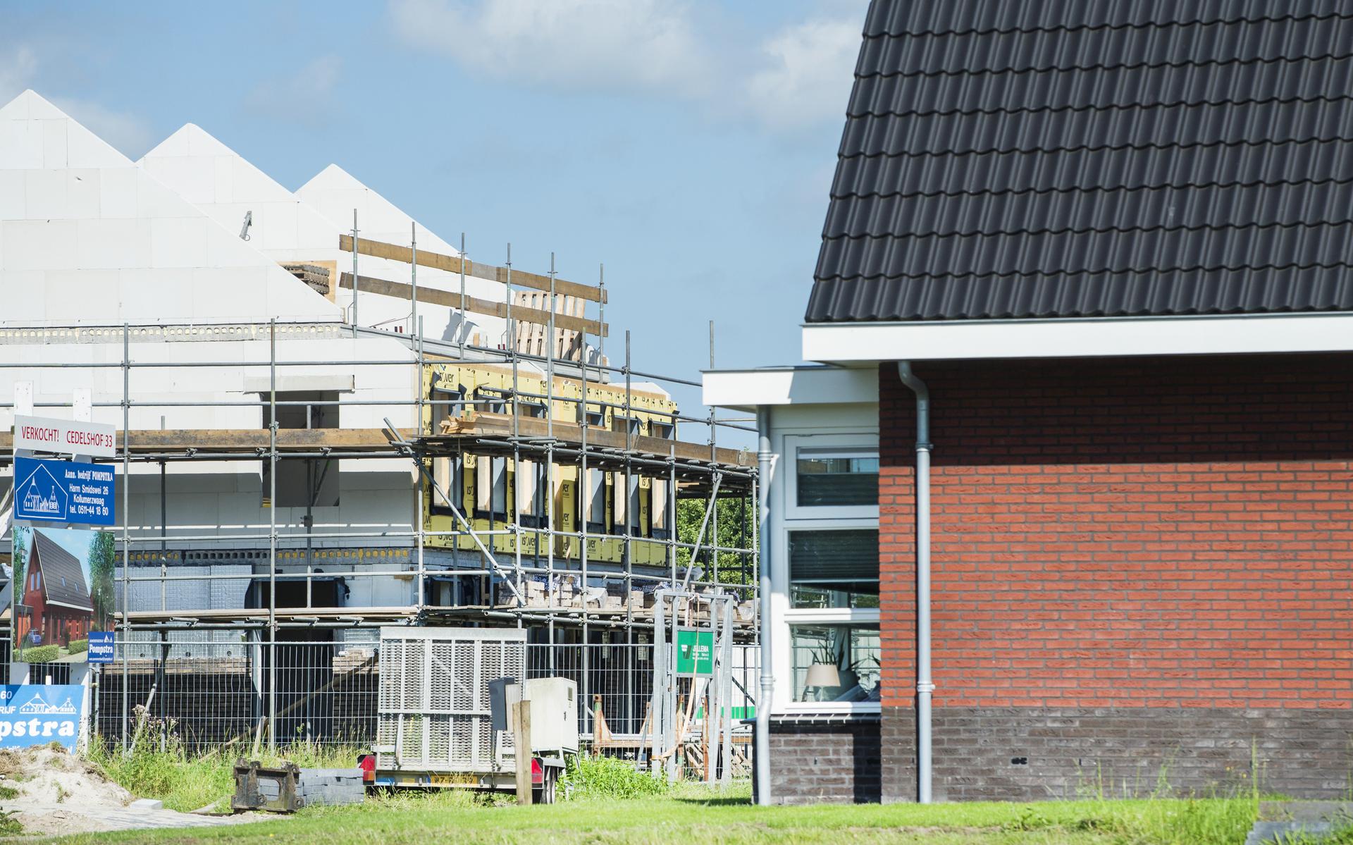 Nieuwbouw woningen in Kollumerzwaag. 