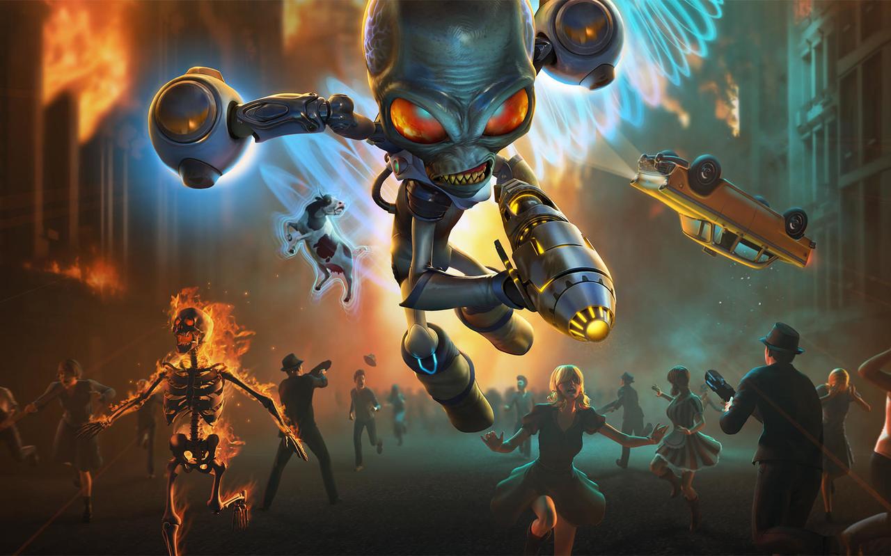 Boze aliens proberen ook deze keer de wereld te veroveren in Destroy All Humans. Boze aliens proberen ook deze keer de wereld te veroveren in Destroy All Humans.