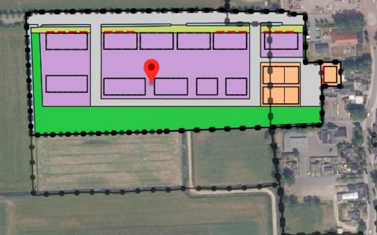Het plangebied van bedrijventerrein Sanjesfjild in Oentsjerk.
