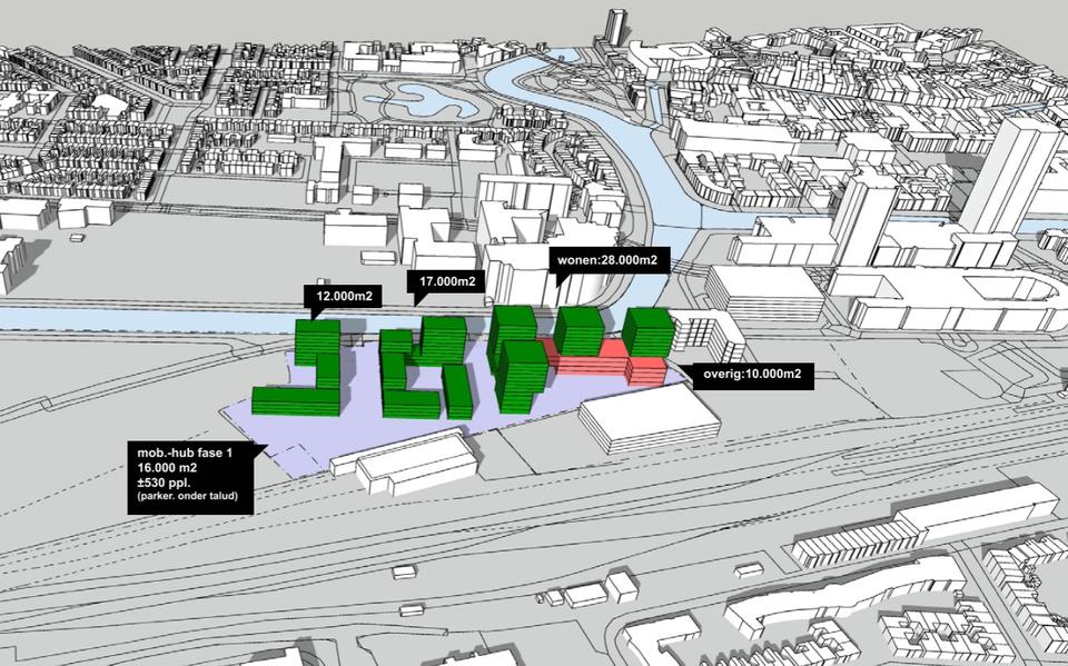 Bij Rijkswaterstaat en het postsorteercentrum staan 530 flatwoningen gepland.